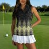 Camiseta de Golf sin Mangas para Mujer con Cuello de Cremallera y Estampado, Camiseta sin Mangas Deportiva para Deportes y Actividades al Aire Libre