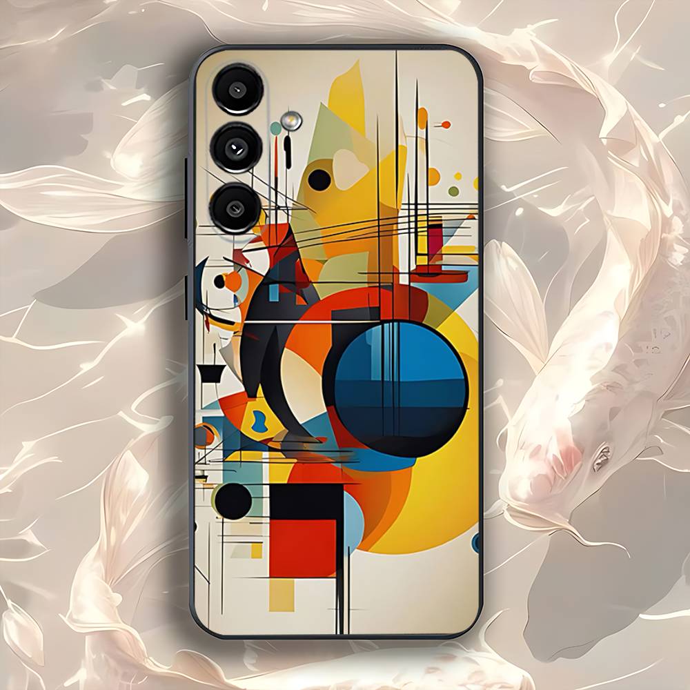 Abstract Piet Mondrian Phone Case For Samsung Galaxy A73,31,32,72,41,53,52,71,22,5G,Note,J7,8,9 Soft Black Cover