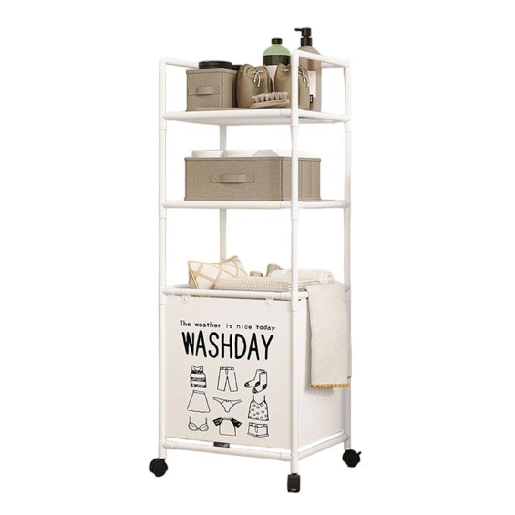 Space Saving Laundry Basket with 2 Shelves Sturdy Oxford Fabric Removable Liner Collapsibles Clothes Organizers