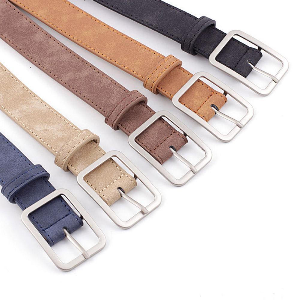 Men Women Belt Fashion Synthetic Leather Vintage Belt Button Versatile Square And Simple Belt P B1X4