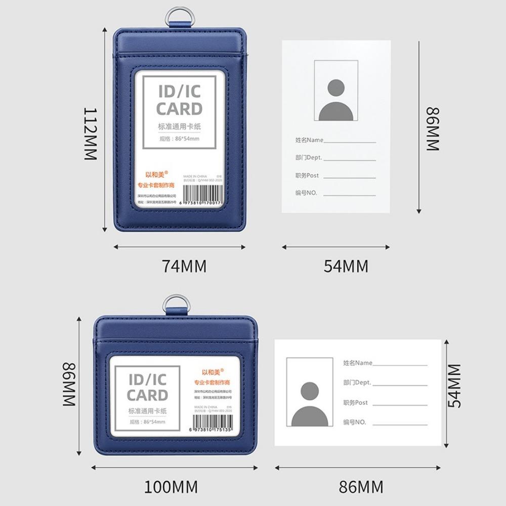 Cowhide Leather ID Card Holder Carabiner Style Neck Strap Doctors Badge Holder with Lanyard Chest Card Work Card Case