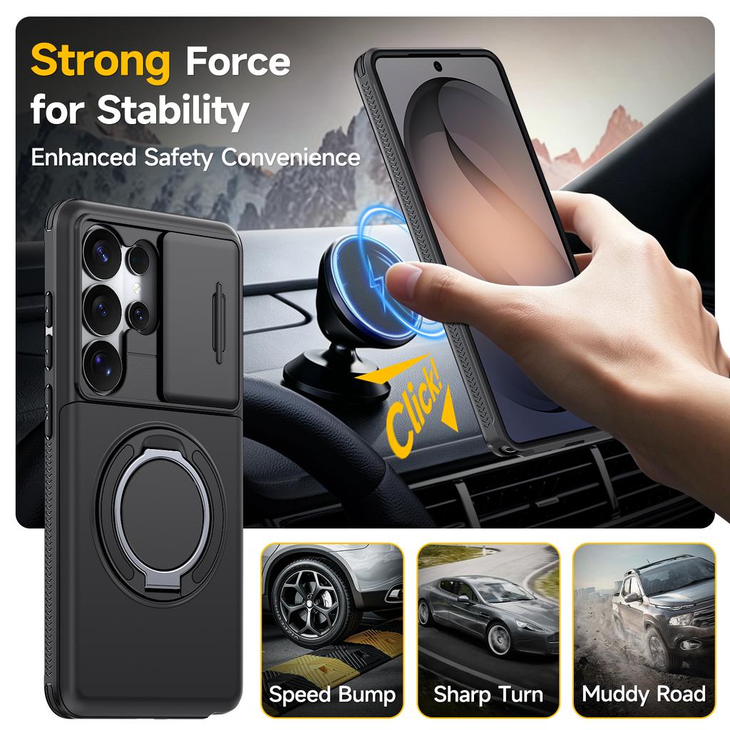 For Samsung S26 S25 FE S24 S23 Plus Ultra A35 A55 A16 A26 A36 A56 A27 A57 A37 Magnetic Bracket Hidden card pack Window Anti Fall