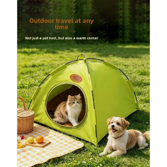 Foldable Pet Cat Tent Suitable All Four Seasons Closed Design Breathable Cat House Waterproof Stable Pet Kennel Outdoor Camping
