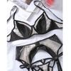 Fashion Women Sexy Lingerie Cute Bra Lace Pajamas Backless With Garter  With T-thong Lingerie Set