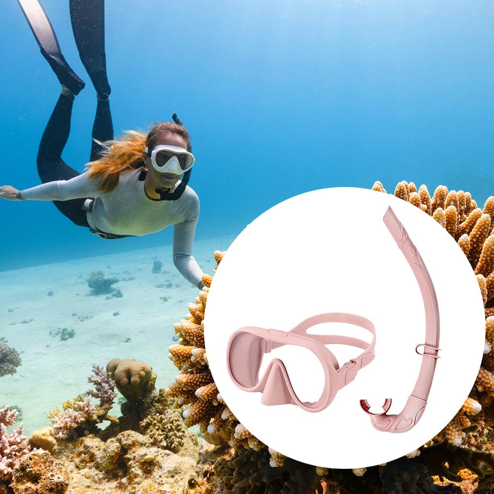 Diving Mask & Snorkel Set Scuba Diving Mask Adjustable Swim Goggles No Leakage Dry Snorkel Anti-Fog for Swimming Snorkeling