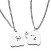 Set of 2 Cute Specter Necklaces Pendant Necklace Women Necklace Stainless Steel Texture Pendant Necklaces Birthday Gifts