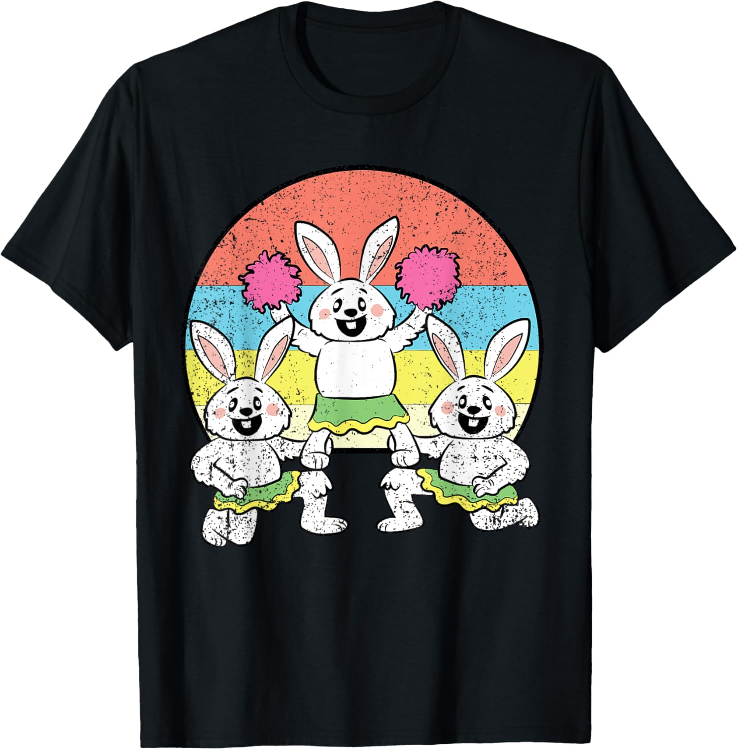 Cheerleader Bunnies Easter Rabbit Funny Graphic T Shirt Men Women Casual Tee 4XL