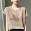 Bamboo Joint Cotton Short-sleeved T-shirt Women Round Neck Fashionable Versatile Small Shirt Bat Sleeve Top Thin Style