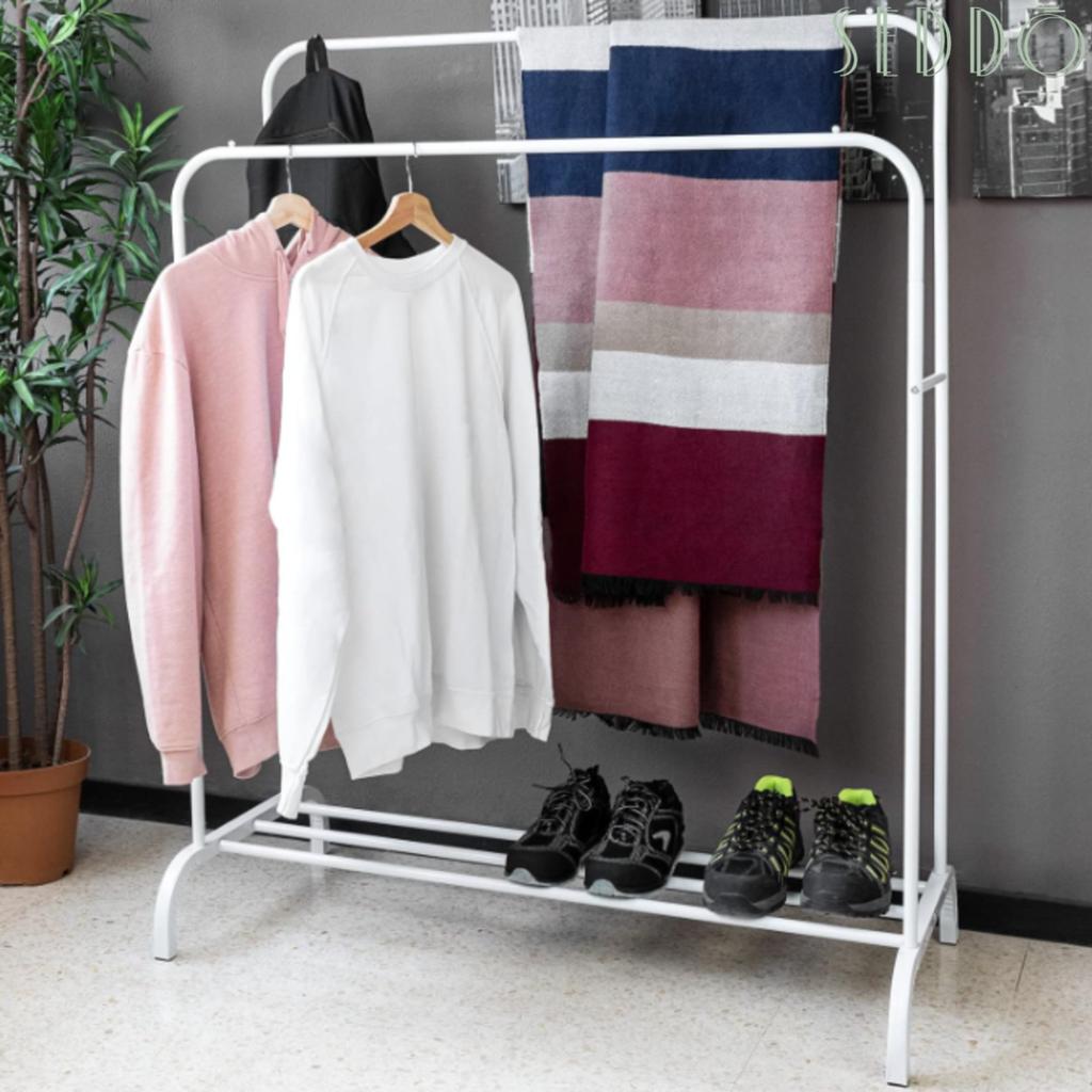 Metal clothes hanger standing hall wardrobe solid shelf large