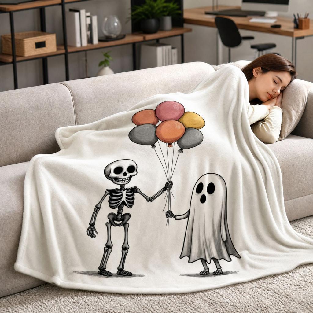 Halloween Flannel Throw Blanket Printed 130 150 cm for Couch Sofa Bed