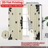 Set Of 2 Elegant Flat Printing Curtains Without Rod Black Floral Design Modern Fashionable Curtainments During Women Is Day Curtain Made Polyester
