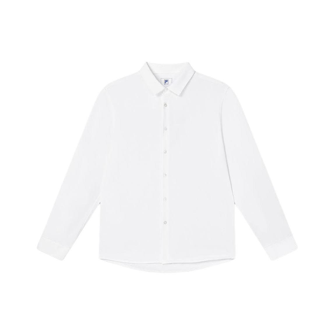 

FILA Plain Casual Fashion Simple Breathable Soft Knitted Long Sleeve Shirt Men shirts White F11M342406F-WT XL