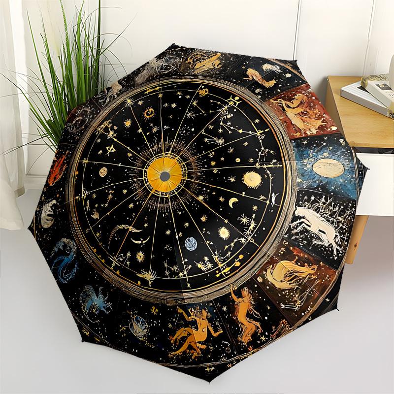 

Astrology Zodiac Themed Automatic Opening and Closing Umbrella, Brightly Colored 8-rib Portable Umbrella, Suitable for Men and Women, A Perf