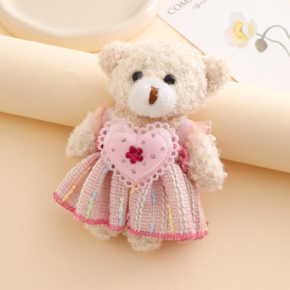 PP Cotton Bear Plush Pendant Lifelike Kawaii Bear Plush Ornaments 12cm Stuffed Animal Bear Plush Toy Bag Decoration