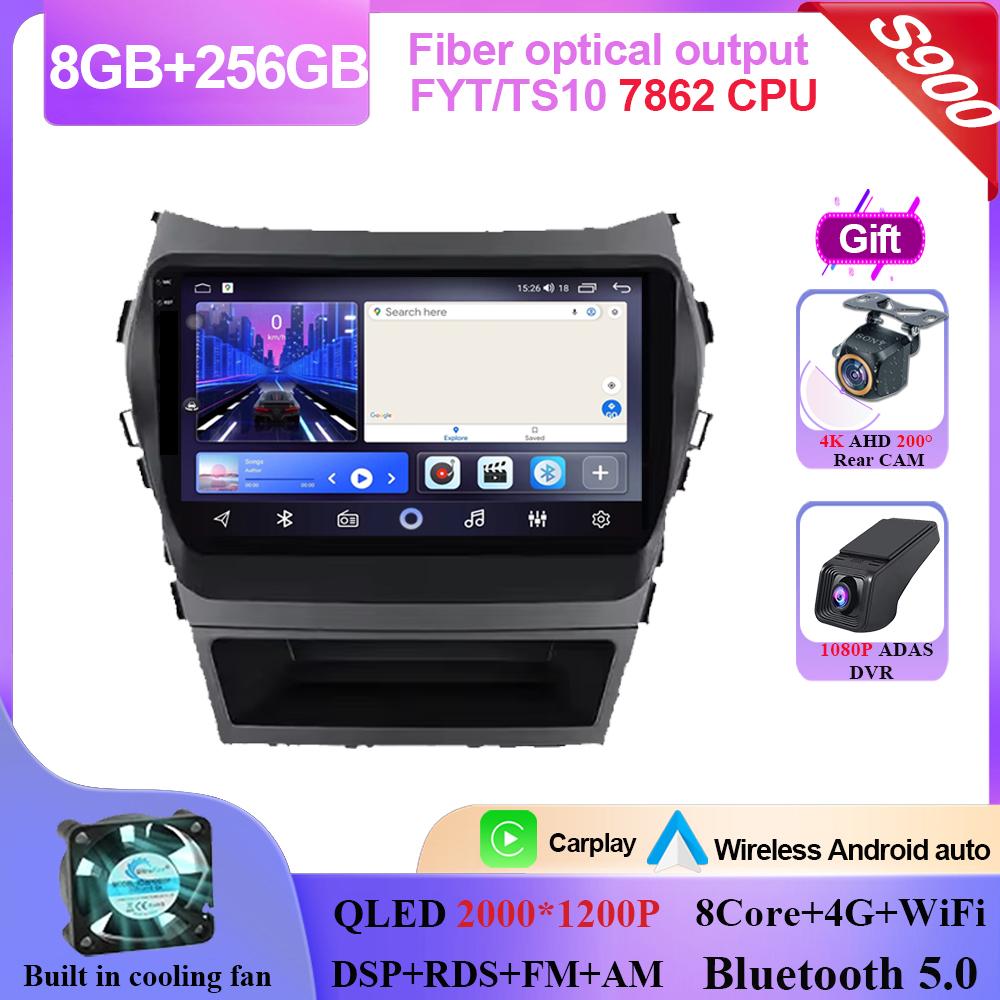 Carplay Android 14 Dla Hyundai Santa Fe 3 2013 - 2016 Radio Samochodowe Stereo Odtwarzacz Multimedialny Nawigacja GPS NIE 2din DVD 5G Wifi BT