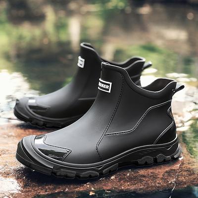 Bottes de Pluie pour Homme Extérieur Décontracté Homme Bottines Pêche Chaussures d'Eau Imperméables Bottes Antidérapantes