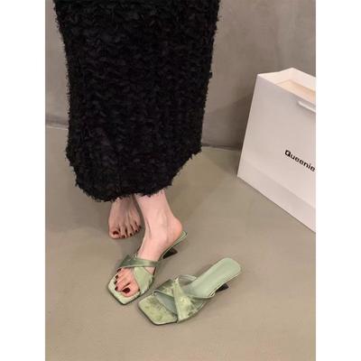Temperament Evening Wind High Heels Stiletto French High Heels Women Wear Retro Cool Open-toe Cool Slippers 2025 Summer
