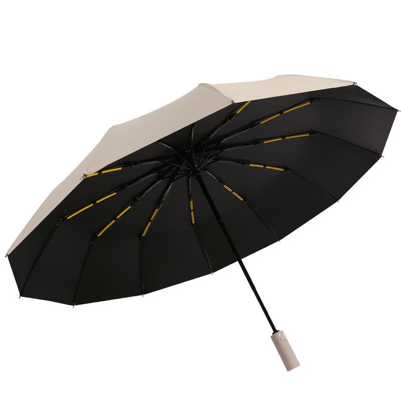 Automatic 12-Rib Sun & Rain Umbrella: Enlarged, Reinforced, UV Protection, Folding Sunshade.