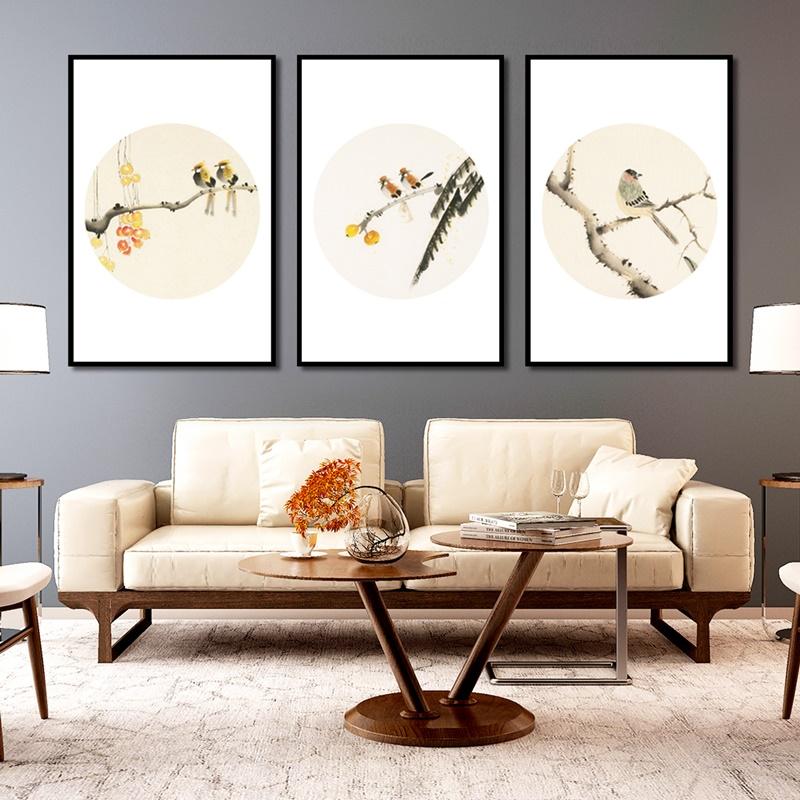 Chinesische Tuschmalerei Zwei glückliche Vögel stehen im Zweig Bild Leinwand Malerei für Wohnzimmer Home Wand Kunst Gang moderne Dekor