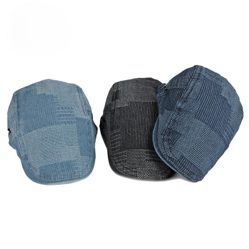 Vintage Washed Denim Beret for Men & Women Spring Summer British Style Flat Cap Casual Painter Forward Hat Adjustable Duckbill Cap