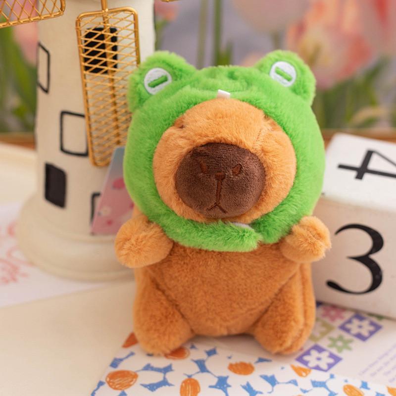 Hat Orange Frog Capybara With Backpack Plush Keychain Toy Decoration Pendant