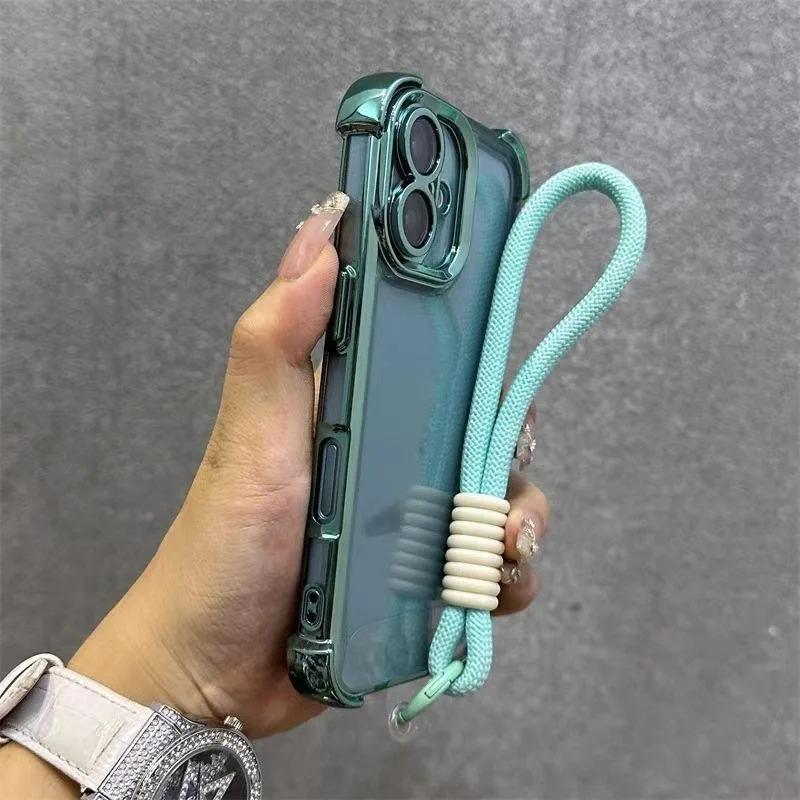 

Для Huawei Nova 13 Pro 12 12i 11 Ultra 10 9 8 7 Pro SE 6 5G 4G Чехол с гальваническим покрытием рамки со шнурком Ударопрочная мягкая задняя крышка Nova 6 зелёный