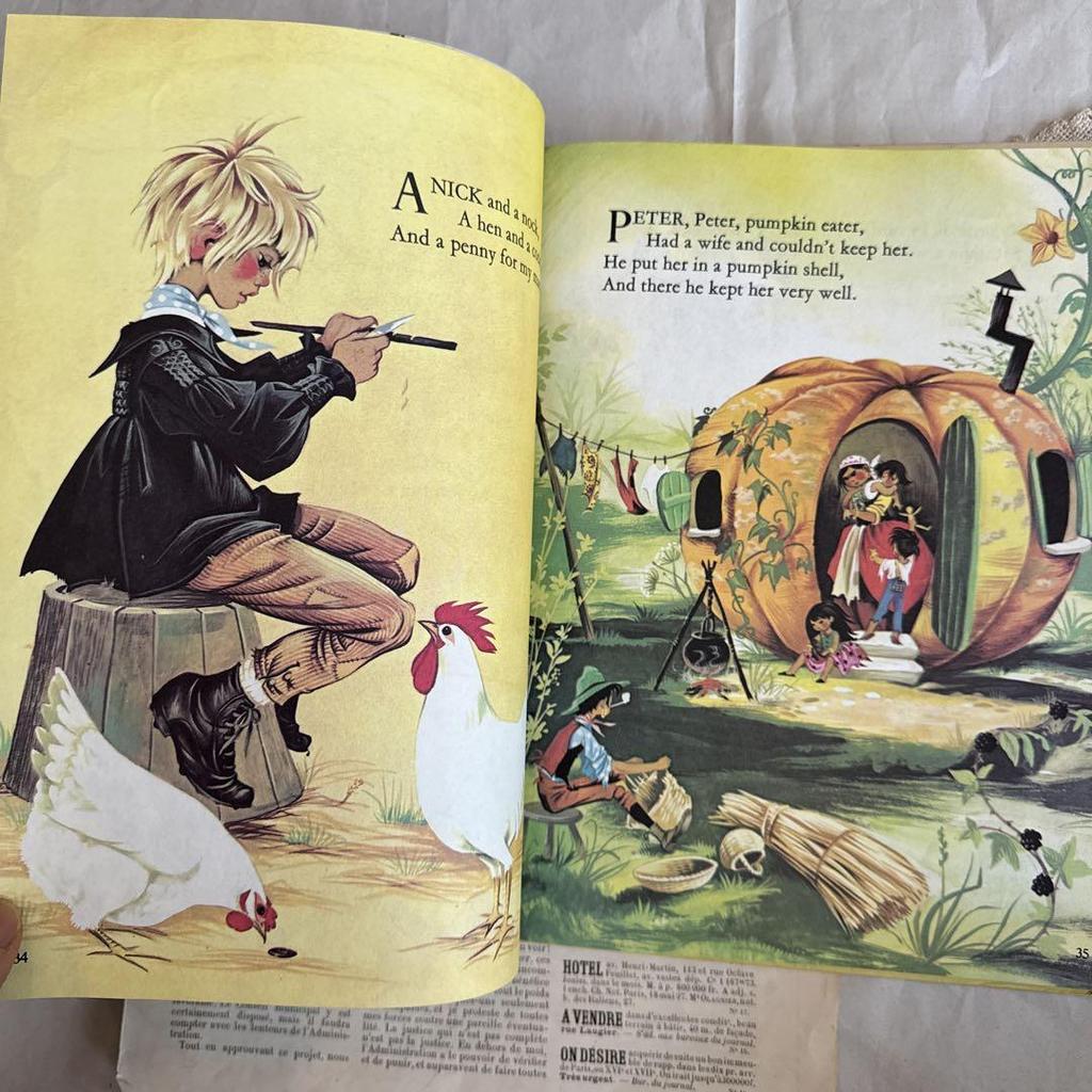 [USED] Beautifully Illustrated Picture Book, Mother Goose, Old Book, Made from Damaged Junk Journal Material
