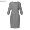 ZANZEA Γυναικείο Καλοκαιρινό Casual Φόρεμα με λαιμόκοψη 3/4 με μανίκια με λεπτή θήκη