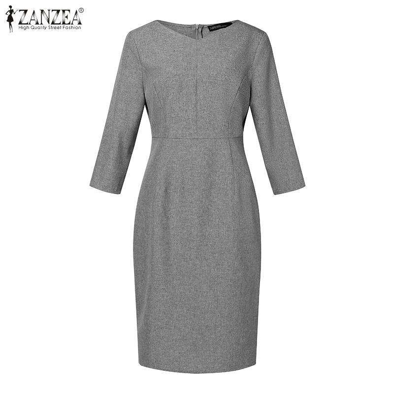 ZANZEA Γυναικείο Καλοκαιρινό Casual Φόρεμα με λαιμόκοψη 3/4 με μανίκια με λεπτή θήκη
