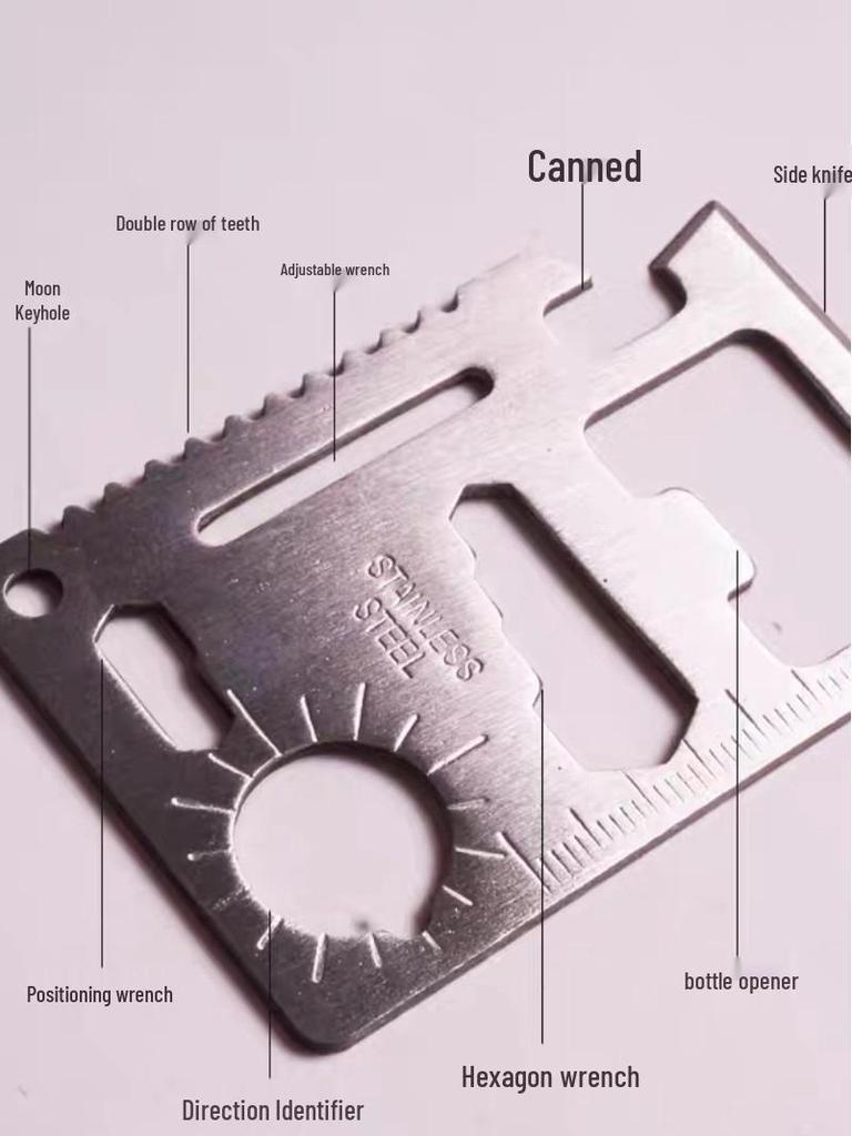 Multifunktionellt Campingverktyg i Rostfritt Stål Kort & Flasköppnare