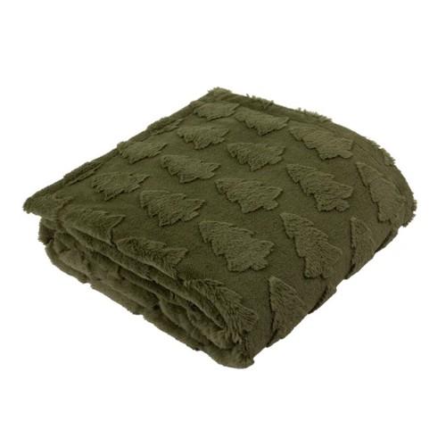 Furn Faux Fur Pine Tree Throw colore verde bosco