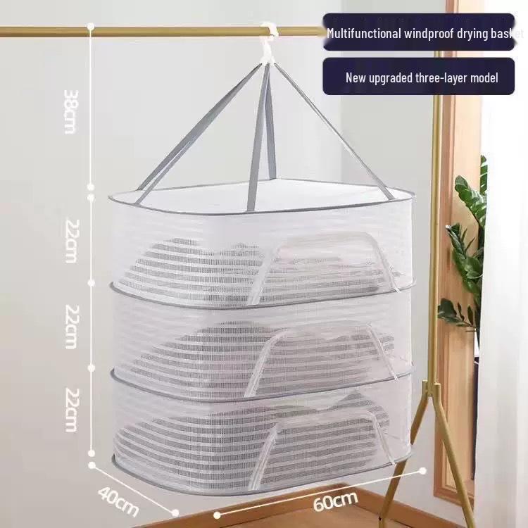 3-Layer Foldable Windproof Drying Rack for Clothes & Socks