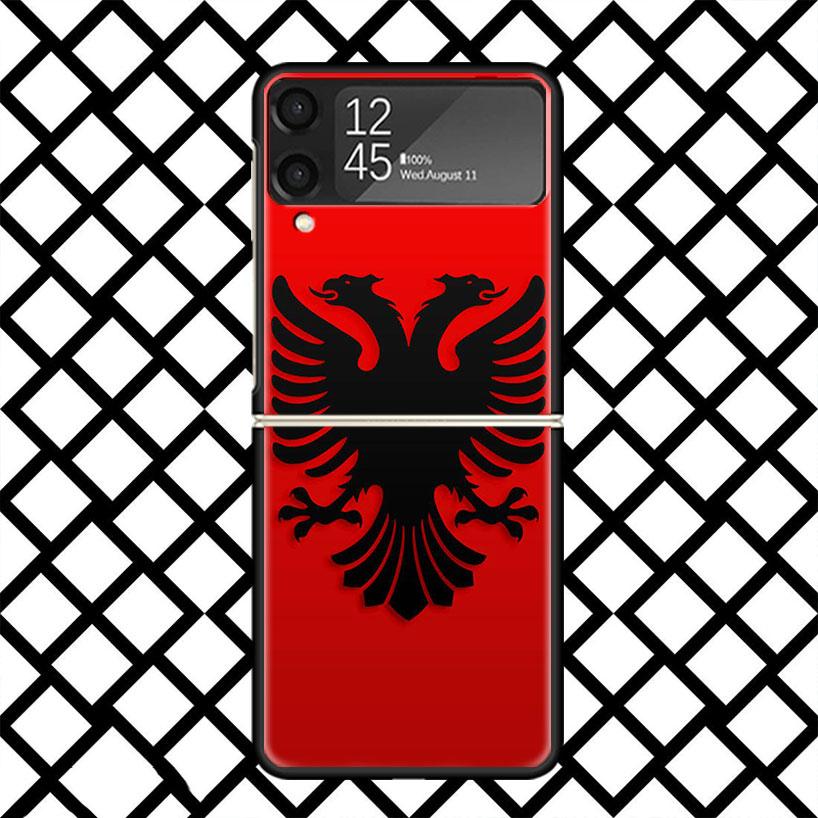 Albania Flag Phone Case For Samsung Z Flip 7 6 5 4 3 Galaxy ZFLIP7 ZFlip6 5G Flip5 Flip4 Flip3 5g Black Hard Cover