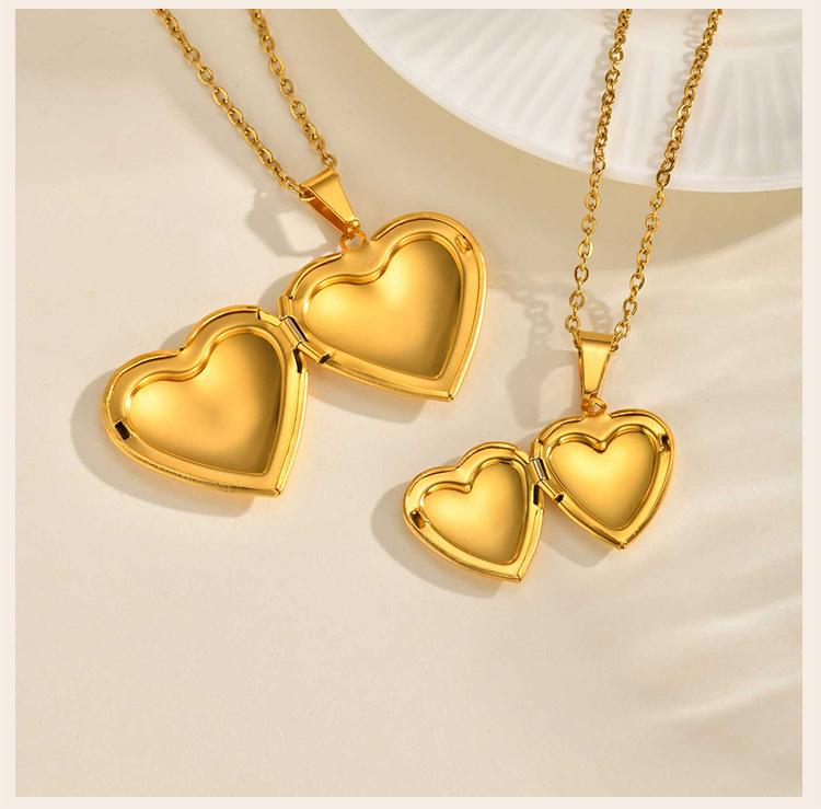 Personalized Heart Photo Pendant Necklace, Customized Image Picture Locked Necklace Jewelry for Women