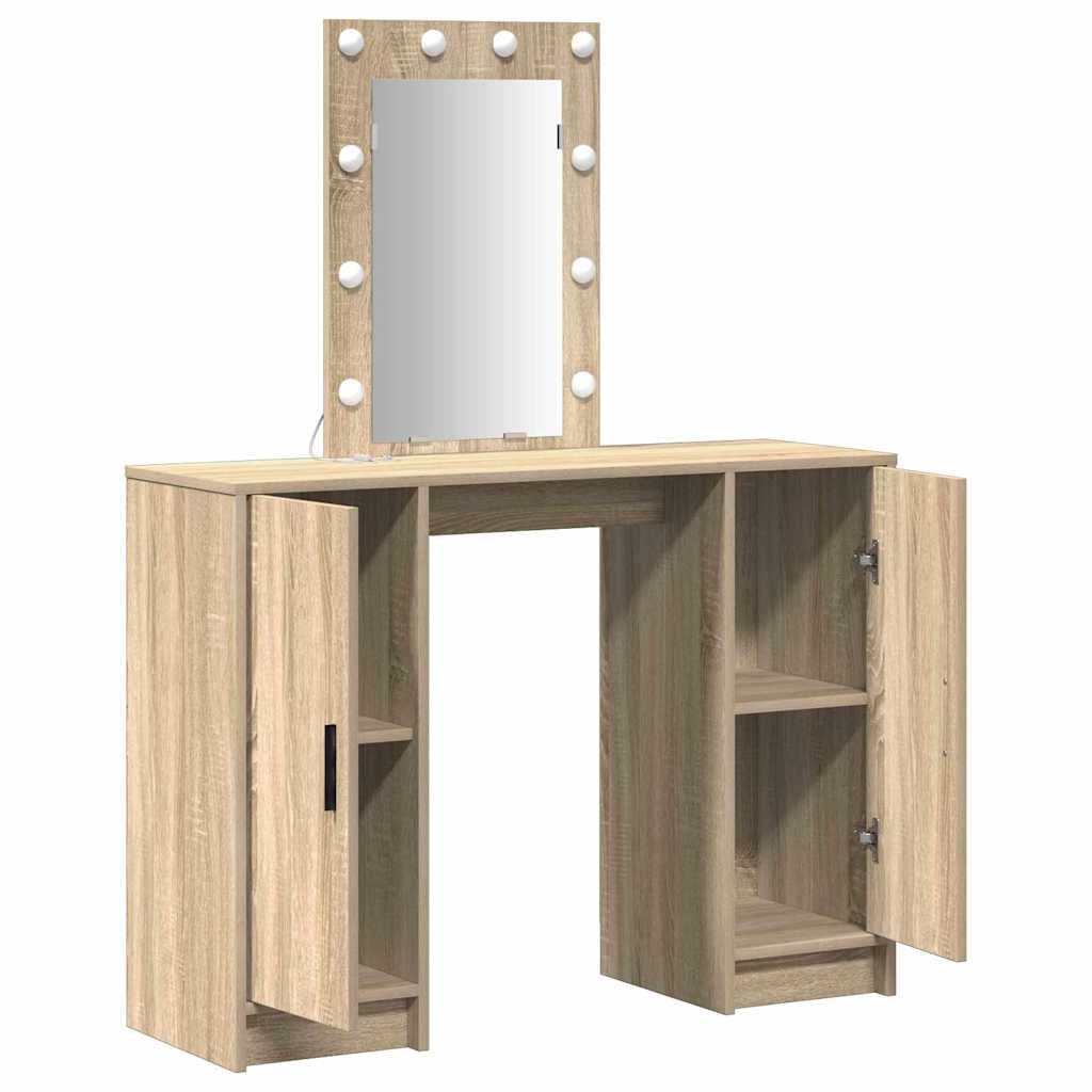 Makeup Table with Storage Brown 102 x 33 x 135 cm Engineered Wood