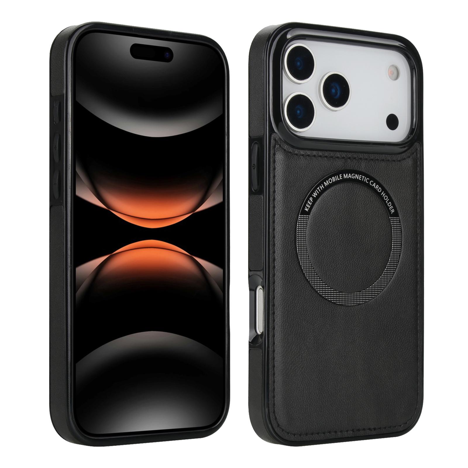 Leather Magnetic Smartphone Phone Case for Iphone 17 Pro Max 16 Pro Advanced Sense Retro PU Leather Phone Back Cover Shell Opp Bag&For iPhone 16 чёрный