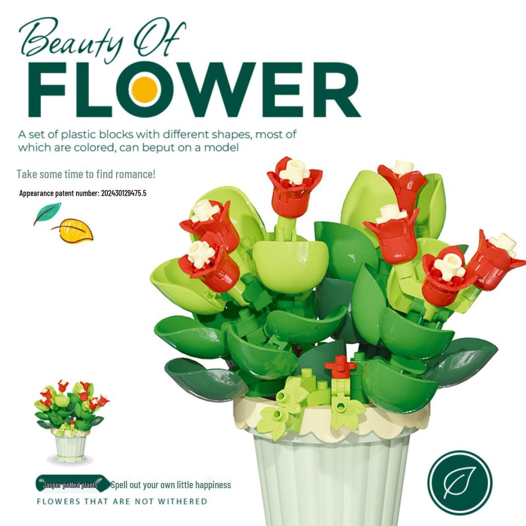 Bionic Eternal Flower Building Blocks: Sunflower and Rose Assembly Toy for Children