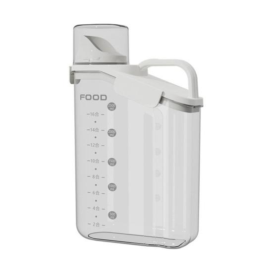 1.6/2/2.8L Airtight Dog Food Storage Container Pet Dry Food Bin with Measuring Cup Lid Clear Plastic Kitchen And Pantry Organization Bin