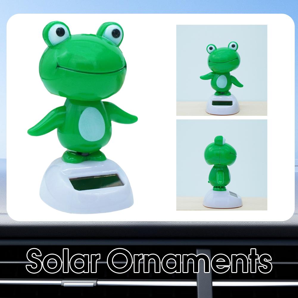 Solar Powered Dancing Frog Car Dashboard Decoration Auto Frog Car Deco Swinging Head Shake Frog Bobble Head Interior Orname A2B7
