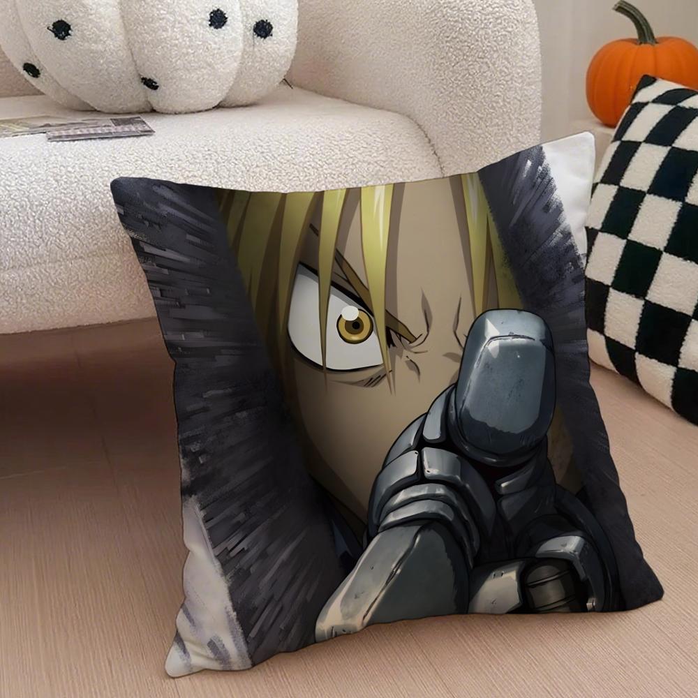 

FFullmetal Alchemist Brotherhoo Cushion Cover Linen Pillow Case Soft Breathable Protective Couch Room Decoration 30x30cm