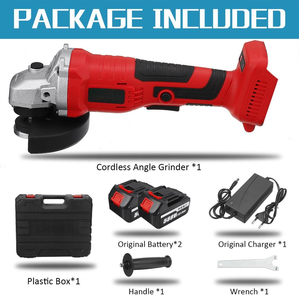 125mm 588V Bürstenloser Elektrischer Winkelschleifer Mit 1/2 Stück 22980mAh Akku Wiederaufladbares Akku-Schleifwerkzeug Für 18V Akku