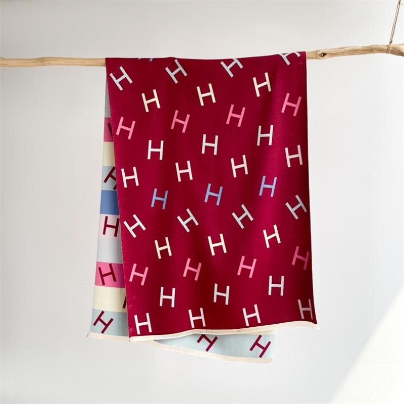 New temperament imitation cashmere warm scarf simple letter scarf colorful striped outer shawl with coat