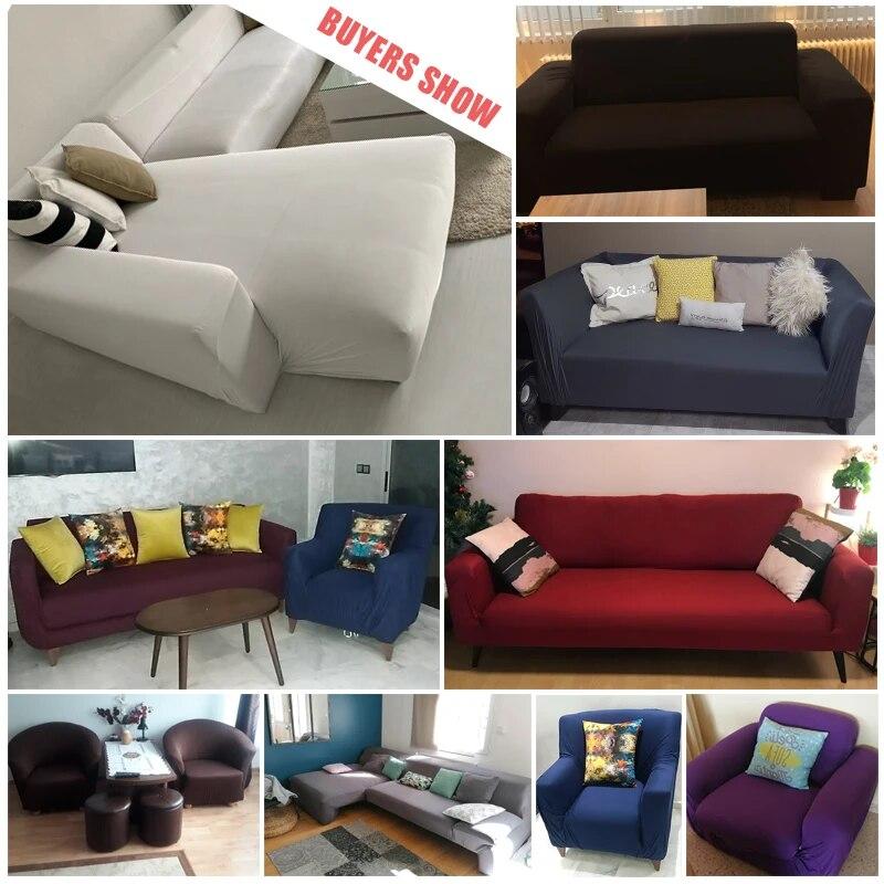 Elastic Sofa Covers 1/2/3/4 Seats Solid Couch Cover L Shaped Sofa Cover Protector Bench Covers