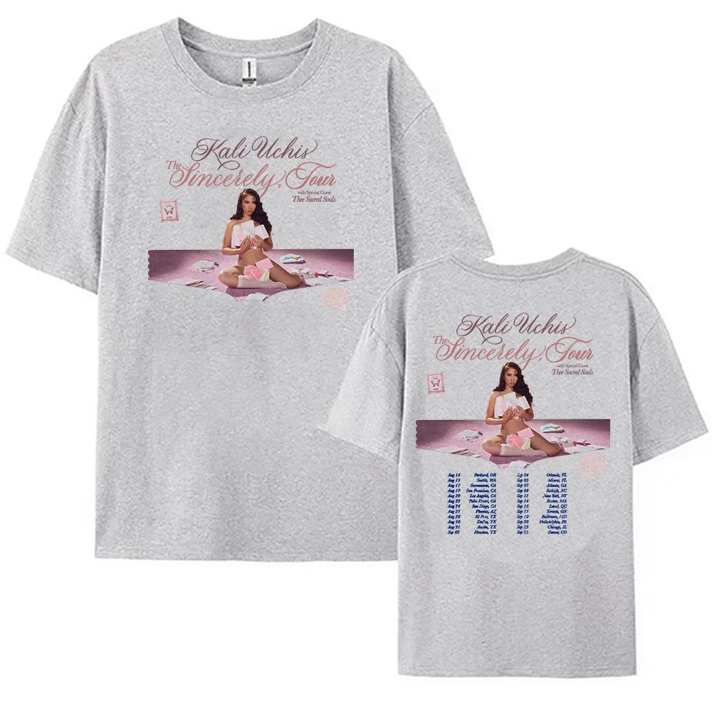 KALI UCHIS Sincerely Tour 2026 T-shirt Women Clothing Short Sleeve Cotton Loose Tshirts Streetwear Unisex Summer Female T Shirt