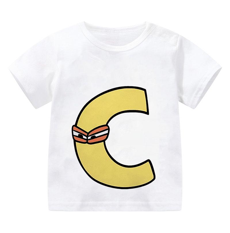 New Alphabet Lore T Shirt Print Cartoon Casual Summer Children Short-sleeved Anime T-shirt Kids Clothes Boy Game Series T Shirt