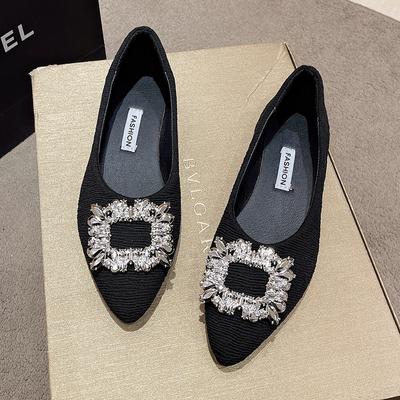 Women's Pointed Toe Flat Shoes with Decorative Toe Pleated Fabric Boat Loafers Plus Size Women's Shoes
