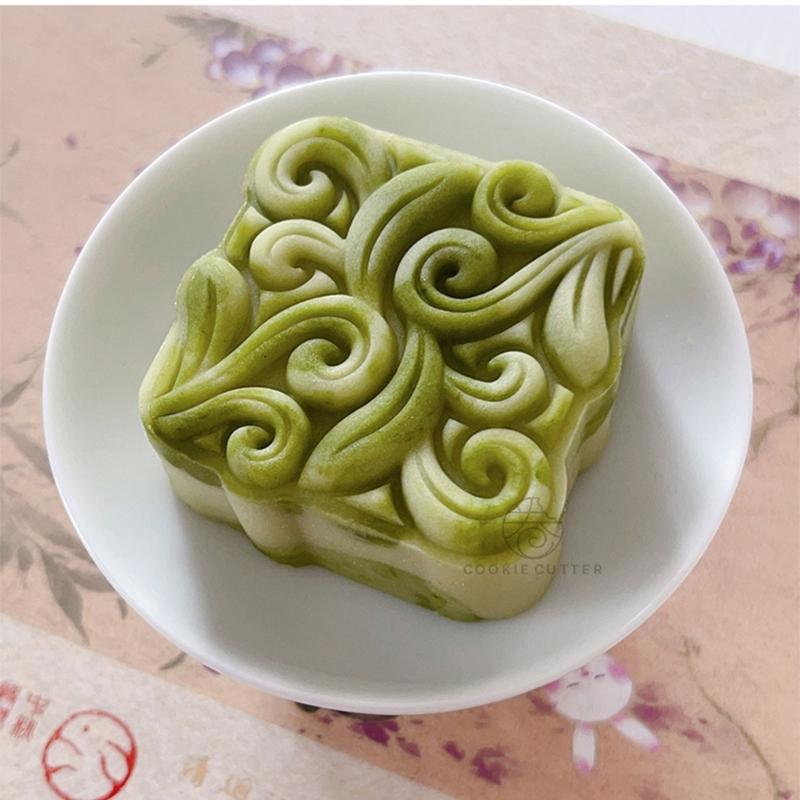 Square Vine Pattern Mooncake Press Mold Cookie Stamps Chinese MidAutumn Moon Cake Makers Decoration Tool for DIY Cookie