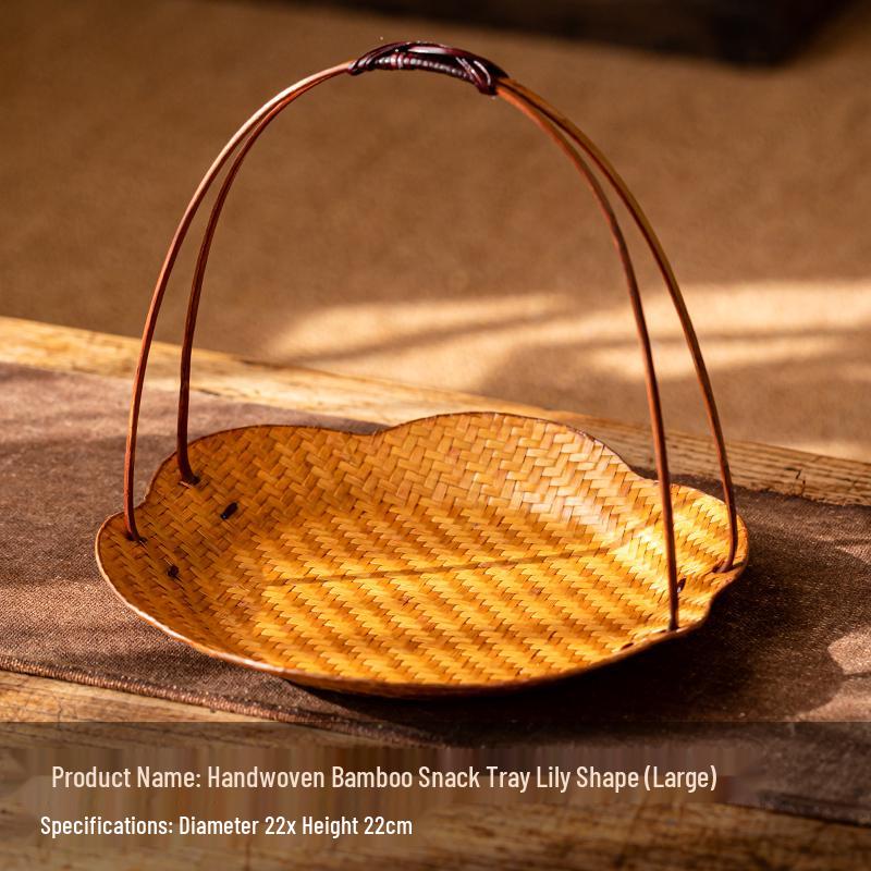 Song Style Bamboo Woven Small Snack Tray: Chinese Tea, Fruit Plate, Wedding Ornament