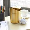Gold Desktop Trash Can - 304 Stainless Steel Mini Bin with Lid, Light Luxury Storage Basket