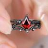 Red Crystal Gemstone Square Diamond Black Couple Rings - Retro Style Electroplated Jewelry